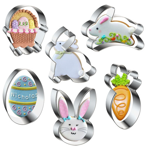 Hying 6 PCS Easter Eggs Bunny Cookie Cutters Set for Baking, Rabbits Cookie Cutters Carrots Cupcake Cookie Mold Stainless Steel Cake Biscuit Cutters Molds Sets for Kids Friends DIY Baking Hying 6 PCS Easter Eggs Bunny Cookie Cutters Set for Baking, Rabbits Cookie Cutters Carrots Cupcake Cookie Mold Stainless Steel Cake Biscuit Cutters Molds Sets for Kids Friends DIY Baking
