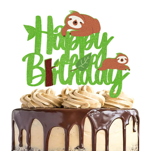 WHPCT Sloth Cake Topper,Sloth Happy Birthday Cake Decorations,Animal Sloth Themed Cake Topper for Boy Girl Birthday Baby Shower,Sloth Birthday Party Supplies,Green WHPCT Sloth Cake Topper,Sloth Happy Birthday Cake Decorations,Animal Sloth Themed Cake Topper for Boy Girl Birthday Baby Shower,Sloth Birthday Party Supplies,Green