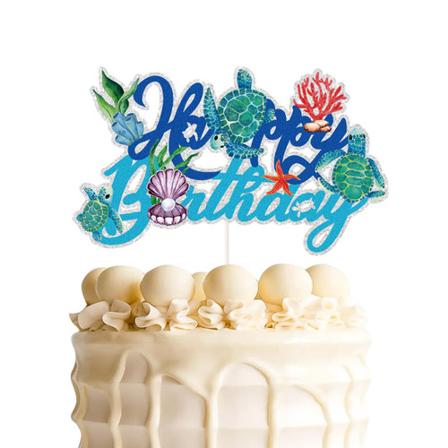 Sea Turtle Happy Birthday Cake Topper,Turtle Swimming Sea Creatures Cake Decor, Ocean Sea Themed for Baby Shower Kids Happy Birthday Party Decorations Sea Turtle Happy Birthday Cake Topper,Turtle Swimming Sea Creatures Cake Decor, Ocean Sea Themed for Baby Shower Kids Happy Birthday Party Decorations
