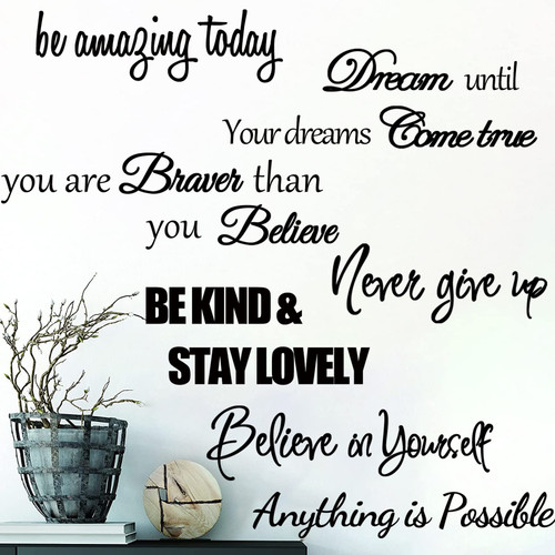 Inspirational Wall Decals Quotes Motivational Wall Stickers Vinyl Positive Word Wall Decals Spiritual Sayings Wall Lettering for Woman Girls Bedroom Office Bathroom Living Room Wall Decor