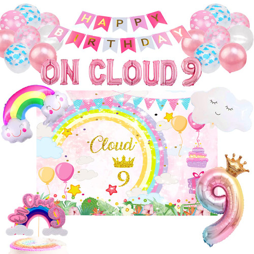 on cloud 9 birthday decorations for girls,on cloud 9 party decorations,9th birthday decorations for girls,9th birthday party decorations for girls,on cloud 9 cake topper,on cloud 9 balloons.
