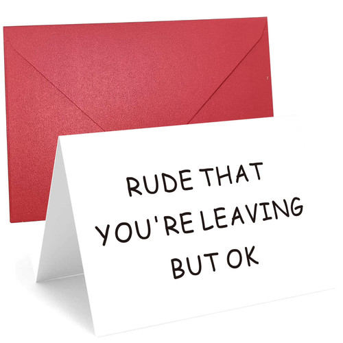 Joyfulmap Coworker Leaving Card, Humorous New Job Card, Funny Colleague Going Away Card, Thick Paper Cards with Red Envelopes, Rude That You're Leaving But Ok, Naughty Card for Colleague, Friends