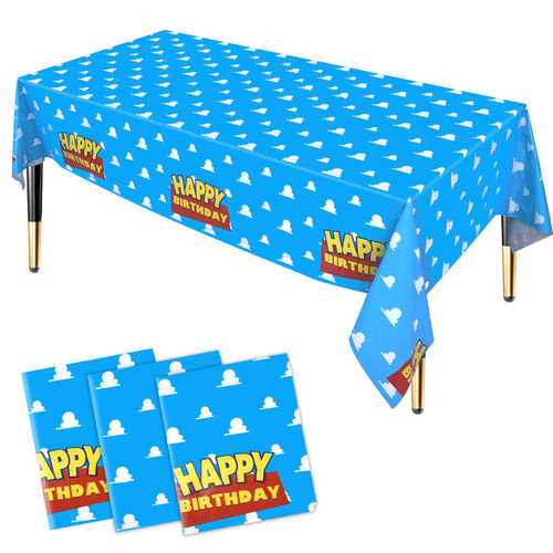 HHLCWA 3 Pack Cartoon Story Party Tablecloths, Blue Sky White Cloud Plastic Table Cover for Birthday Party Supplies Decorations, 86.6 x 51.2in HHLCWA 3 Pack Cartoon Story Party Tablecloths, Blue Sky White Cloud Plastic Table Cover for Birthday Party Supplies Decorations, 86.6 x 51.2in