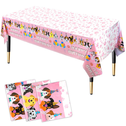 HHLCWA 3 Pack Pink Puppy Paw Party Tablecloth, Plastic Puppy Dog Birthday Table Cover for Puppy Theme Kids Birthday Party Supplies Decorations, 86.6 x 51.2in HHLCWA 3 Pack Pink Puppy Paw Party Tablecloth, Plastic Puppy Dog Birthday Table Cover for Puppy Theme Kids Birthday Party Supplies Decorations, 86.6 x 51.2in