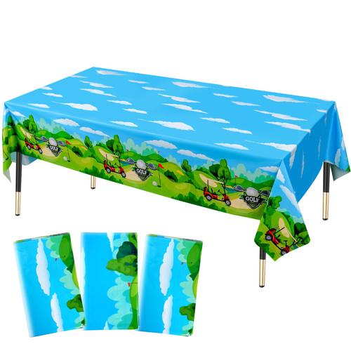 HHLCWA 3 Pack Golf Party Tablecloth, Plastic Golf Birthday Table Cover for Sport Events Themed Birthday Party Decorations Supplies, 86.6 x 51.2in HHLCWA 3 Pack Golf Party Tablecloth, Plastic Golf Birthday Table Cover for Sport Events Themed Birthday Party Decorations Supplies, 86.6 x 51.2in