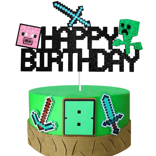 Mining Video Game Cake Topper for Boys Girls Birthday, Gaming Theme Birthday Cake Decorations for Kids, Mining Party Supplies Party Favors for Video Game Fans Adults, Crafting Cake Decor Mining Video Game Cake Topper for Boys Girls Birthday, Gaming Theme Birthday Cake Decorations for Kids, Mining Party Supplies Party Favors for Video Game Fans Adults, Crafting Cake Decor