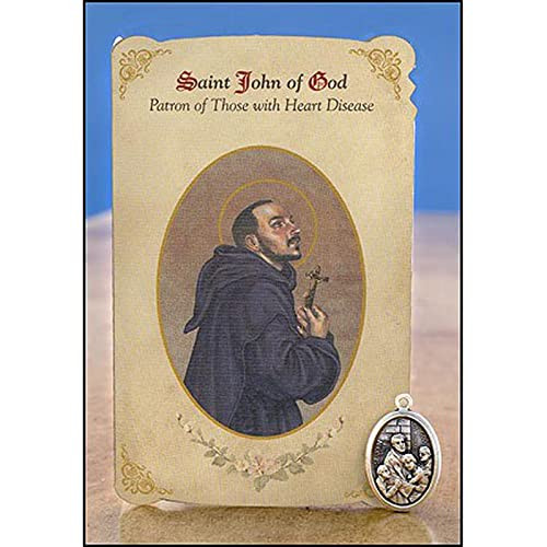 Ambrosiana 2-Piece Healing Medal and Holy Card Set Pack of 6, Saint John of God