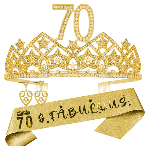 70th Birthday,70th Birthday Tiara,70th Birthday Crown and Sash,70 & Fabulous Sash,Gift for 70 Year Old Woman,70th Birthday Decoration for Women,70th Bday Tiara,70th Birthday Favor,70th Bday Sash