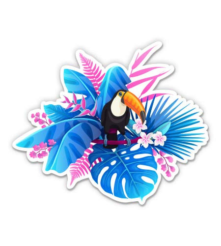 GT Graphics Express Tropical Toucan Leaves Palm - 5" Vinyl Sticker - for Car Laptop I-Pad - Waterproof Decal