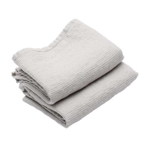 LinenMe Washed Waffle Linen Hand Towels, 20 in x 28 in, Silver