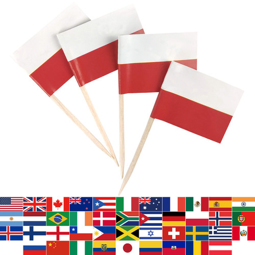 JBCD Poland Toothpick Flag Polish Mini Small Cupcake Topper Flags (100 pcs)