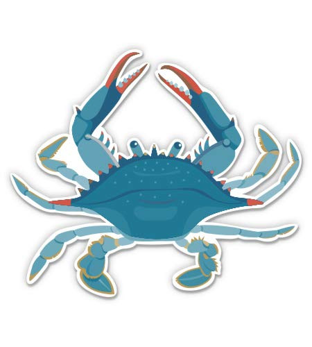 GT Graphics Express Blue Crab Pretty - 3" Vinyl Sticker - for Car Laptop I-Pad Phone Helmet Hard Hat - Waterproof Decal