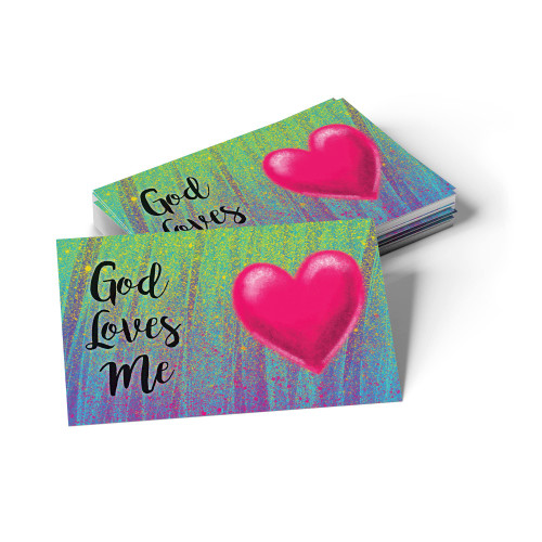 God Loves Me, Bulk Pack of 25 Affirmation Scripture Cards for Kids, Pass it On Christian Bible Verse Cards for Sunday School, Childrens Church, & Youth Group Ministry