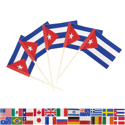 Tectsia Country Cuban Toothpick Flag, Cuba Flags, 100 Pcs Cupcake Toppers Flag, Small Mini Stick Flags Picks Party Decoration Celebration Cocktail Food Bar Cake Flags