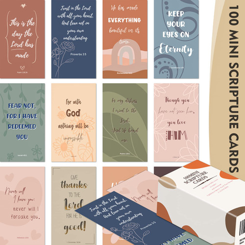BRYTEFY 100 Earth Tone Prayer Cards, Inspirational Bible Verse Cards, Assorted Mini Scripture Cards, Encouragement Motivational Cards, Christian Bible Gifts BRYTEFY 100 Earth Tone Prayer Cards, Inspirational Bible Verse Cards, Assorted Mini Scripture Cards, Encouragement Motivational Cards, Christian Bible Gifts