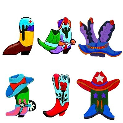 Wild West Cowboy Boots - Set of 6 Refrigerator Decorations