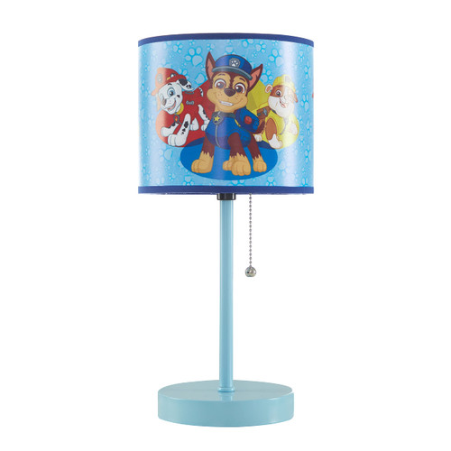 Idea Nuova Paw Patrol Chase, Rubble and Marshall Stick Table Kids Lamp with Pull Chain, Themed Printed Decorative Shade