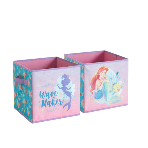 Idea Nuova Disney Little Mermaid Set of Two Spacious Collapsible Storage Cubes, 10"x10"