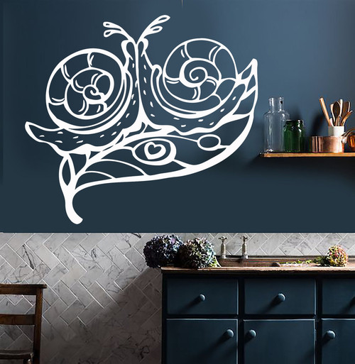 Large Vinyl Wall Decal Snails Heart Love Home Room Decor Stickers (350ig) Black