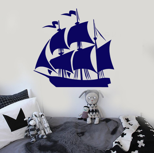Large Vinyl Wall Decal Ship Kids Room Child Art Nautical Marine Stickers (245ig) Black Large Vinyl Wall Decal Ship Kids Room Child Art Nautical Marine Stickers (245ig) Black