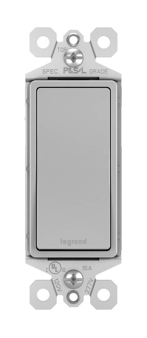 Legrand radiant 15 Amp Rocker Wall Switch, Decorator Light Switches, Gray, Single Pole, TM870GRY