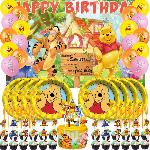 Winnie Party Supplies Plates 1st Decorations Backdrop Decor Balloons Banner Birthday Cake Topper Winnie Party Supplies Plates 1st Decorations Backdrop Decor Balloons Banner Birthday Cake Topper