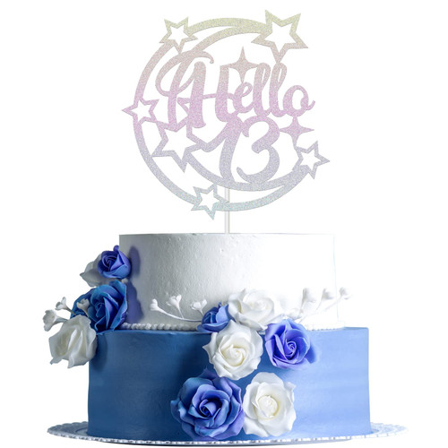 Deloklte Laser Hello 13 Cake Topper for 13th Official Teenager Birthday Party - 13th Birthday Anniversary Party Decorations - Thirteen Years Old Birthday Party Supplies Deloklte Laser Hello 13 Cake Topper for 13th Official Teenager Birthday Party - 13th Birthday Anniversary Party Decorations - Thirteen Years Old Birthday Party Supplies