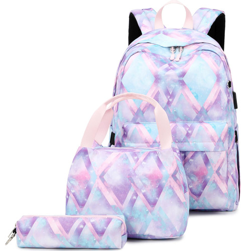 Joyfulife School Backpack for Girls Backpack with Lunch Box Pencil Case Teen Kids Bookbags Set Travel Laptop Backpack Casual Daypacks