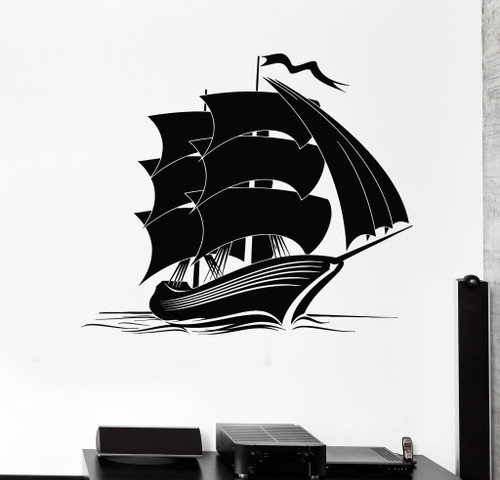 Vinyl Decal Ship Nautical Marine Ocean Sea Kids Room Wall Stickers (ig2948) Black Vinyl Decal Ship Nautical Marine Ocean Sea Kids Room Wall Stickers (ig2948) Black