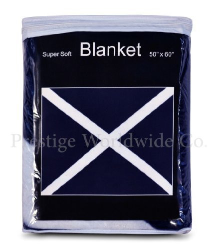 Scottish St. Andrew's Cross Fleece Blanket 5 ft x 4.2 ft. Throw Cover Banner o Scotland Saltire Saint Andrews Cross Flag by Super Soft