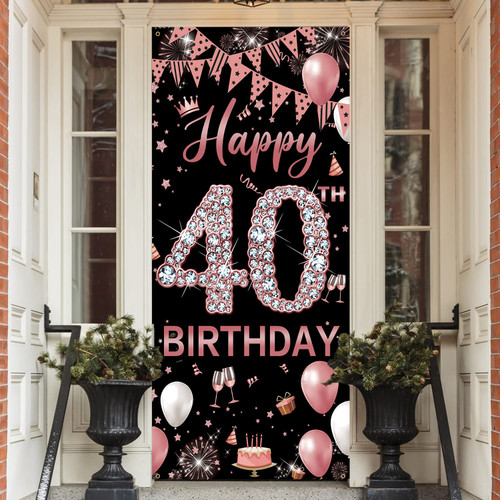 40th Birthday Decorations Door Banner, Rose Gold Happy 40th Birthday Decorations Women, Door Cover Sign Poster Decorations, 40 Year Old Birthday Photo Props Backdrop for Women, 6.1ft x 3ft Fabric PHXEY 40th Birthday Decorations Door Banner, Rose Gold Happy 40th Birthday Decorations Women, Door Cover Sign Poster Decorations, 40 Year Old Birthday Photo Props Backdrop for Women, 6.1ft x 3ft Fabric PHXEY