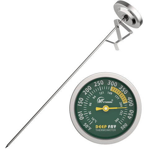 KT THERMO Deep Fry Candy Thermometer with Stainless Steel 2.5 Inch Dial Thermometer and 12" Probe Meat Cooking Thermometer,Best for Turkey,BBQ,Grill (Green Dial) KT THERMO Deep Fry Candy Thermometer with Stainless Steel 2.5 Inch Dial Thermometer and 12" Probe Meat Cooking Thermometer,Best for Turkey,BBQ,Grill (Green Dial)