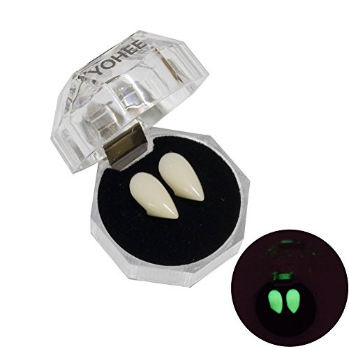 Secaden Cosplay Vampire Teeth Fangs Dentures Halloween Party Decoration Props (15mm Luminous)
