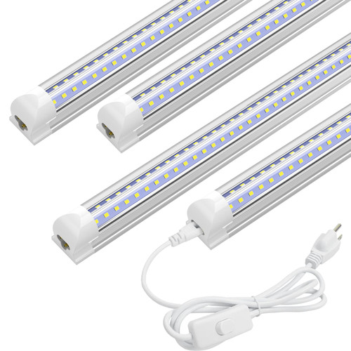 SHOPLED 2FT LED Shop Light, 18W 6000K 2340LM Cool White, Linkable T8 LED Light Fixtures, Clear Cover, 2FT LED Tube Lights for Room, Workbench, Plug and Play, 4 Pack SHOPLED 2FT LED Shop Light, 18W 6000K 2340LM Cool White, Linkable T8 LED Light Fixtures, Clear Cover, 2FT LED Tube Lights for Room, Workbench, Plug and Play, 4 Pack