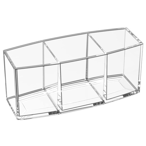 Rolybag Acrylic Makeup Brush Holder Organizer 3 Slots Cosmetic Brushes Storage Clear Pen Holder Eyeliners Eyebrow Pencil Display Case for Desk and Bathroom Vanity Storage Solution