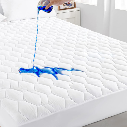 Queen Size Waterproof Mattress Pad,Breathable and Noiseless Quilted Mattress Protector,Stretches Up to 21" Deep Pocket Hollow Cotton Filling Mattress Cover Queen Size Waterproof Mattress Pad,Breathable and Noiseless Quilted Mattress Protector,Stretches Up to 21" Deep Pocket Hollow Cotton Filling Mattress Cover