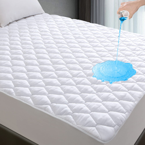 Queen Mattress Protector, Waterproof Breathable Noiseless Queen Mattress Pad with Deep Pocket for 6-18 inches Mattress, White Queen Mattress Protector, Waterproof Breathable Noiseless Queen Mattress Pad with Deep Pocket for 6-18 inches Mattress, White