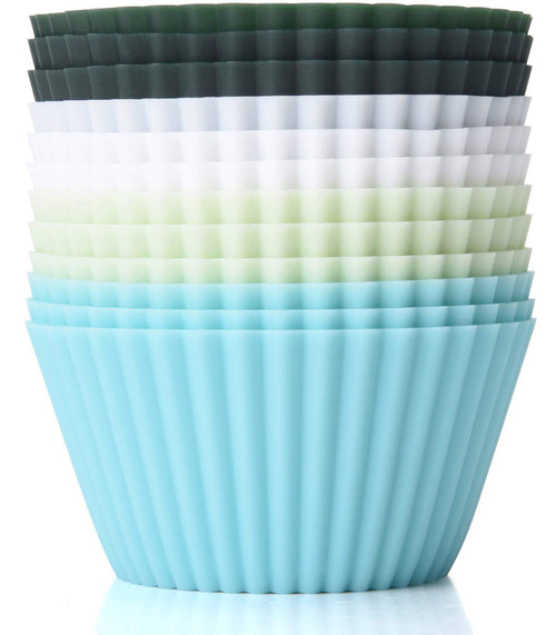 TeaRoo Silicone Baking Cups, Reusable 12 Pack Cupcake Liners Muffin Cups Nonstick Standard Size Cupcake Holder Molds Muffins Cup Molds