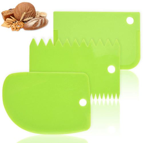 3 Pieces Dough Scraper Bowl Scraper, Cake Scraper Smoother Tool Set, Food-safe Plastic Dough Cutter for Baking Bread Frosting Fondant Cakes Cream Smoother Dough Cutter