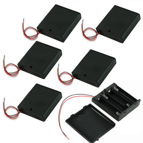 Lpdphanxfkx 4 AA Battery Holder with Switch, 6 Pcs 4AA Battery Box, AA Battery Case with Switch, 4 Slots 1.5V Battery Box in Series for DIY