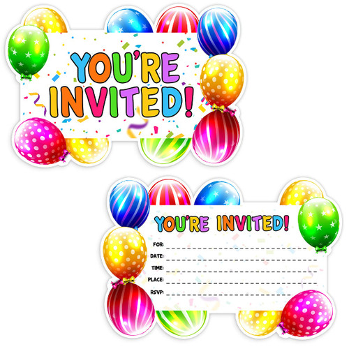 Birthday Party Invitations for Boys, Girls, Kids, 30 Invite Cards with Envelopes, Birthday Party Supplies