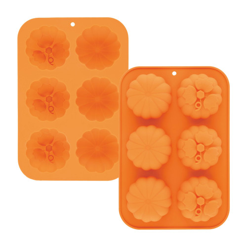 Supreme Housewares Pumpkin Cake Mold 6 Cavities Set of 2 Silicone Pumpkin Cupcakes Candy Chocolate Molds Kitchen Baking Decoration Mold for Fall Harvest Halloween (Mold with 6 Cavities)