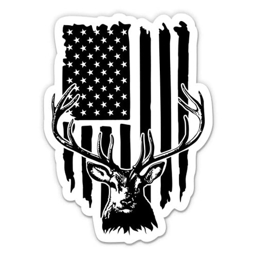 Buck American Flag Hunting Sticker - 3" Laptop Sticker - Waterproof Vinyl for Car, Phone, Water Bottle - Hunter Decal Buck American Flag Hunting Sticker - 3" Laptop Sticker - Waterproof Vinyl for Car, Phone, Water Bottle - Hunter Decal