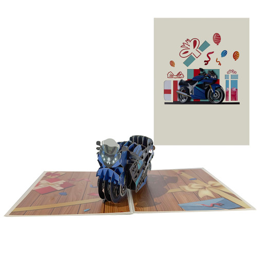 yaartz 3D Pop Up Card Greeting Card with Envelope and Note Tag- All Occasion Card-Motocycle