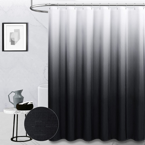 BTTN Long Fabric Shower Curtain - 72x78 Inch Long Ombre Linen Textured Heavy Duty Shower Curtain Set with Hooks, Tall Hotel Luxury Cloth Shower Curtains for Bathroom Decor, Water Repllent, Black BTTN Long Fabric Shower Curtain - 72x78 Inch Long Ombre Linen Textured Heavy Duty Shower Curtain Set with Hooks, Tall Hotel Luxury Cloth Shower Curtains for Bathroom Decor, Water Repllent, Black