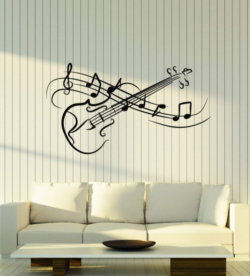 Vinyl Wall Decal Music Notes Violin Abstract Musical Instrument Stickers Mural Large Decor (g2644) Black Vinyl Wall Decal Music Notes Violin Abstract Musical Instrument Stickers Mural Large Decor (g2644) Black