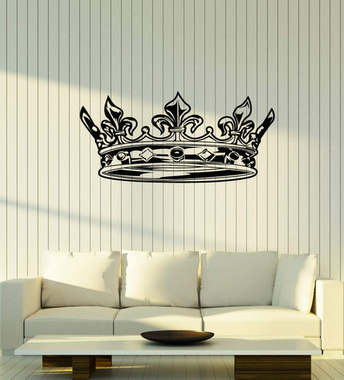 Vinyl Wall Decal Crown King Sign Above Bed Bedroom Home Interior Stickers Mural Large Decor (g2891) Black Vinyl Wall Decal Crown King Sign Above Bed Bedroom Home Interior Stickers Mural Large Decor (g2891) Black