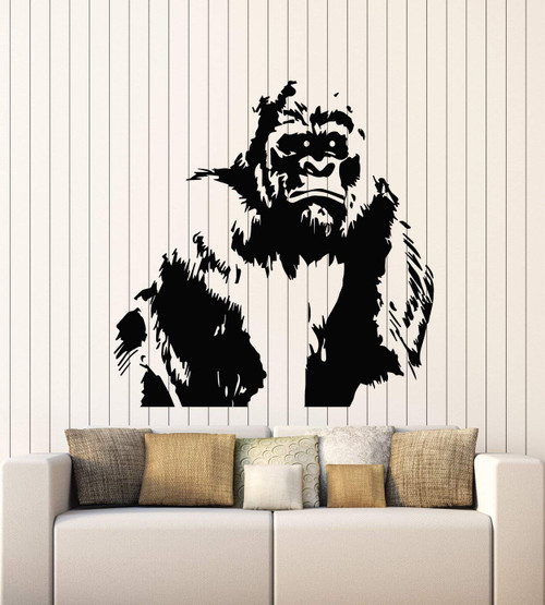 Vinyl Wall Decal Animal Gorilla Primate Monkey Zoo Teen Room Stickers Mural Large Decor (g2914) Black