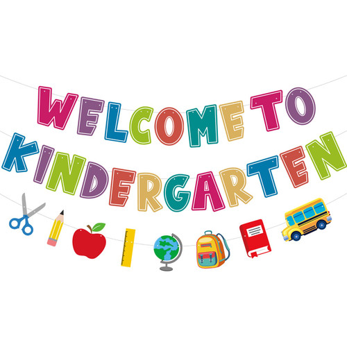 Welcome to Kindergarten Banner, Kindergarten Back to School Banner, Kindergarten Classroom Decorations, Welcome Back to School Banner Decorations, First Day of Kindergarten Decorations (Pre-assembled)