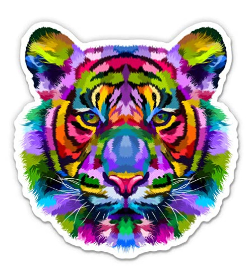 GT Graphics Express Colorful Tiger - 3inch Vinyl Sticker - for Car Laptop Water Bottle Phone - Waterproof Decal